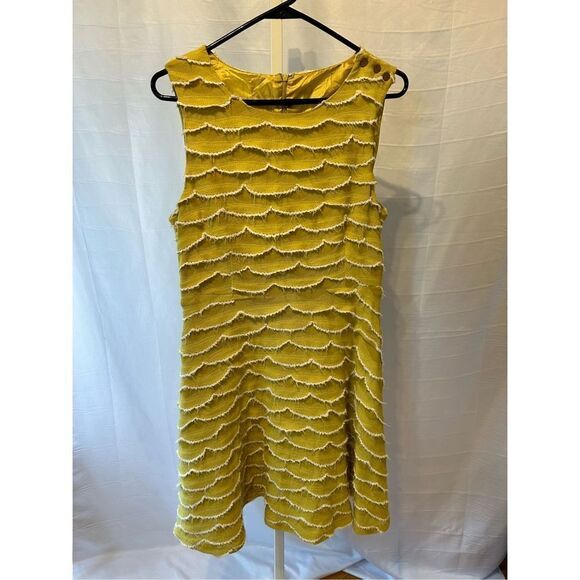 I. Madeline scalloped knit yellow dress medium - Picture 1 of 9